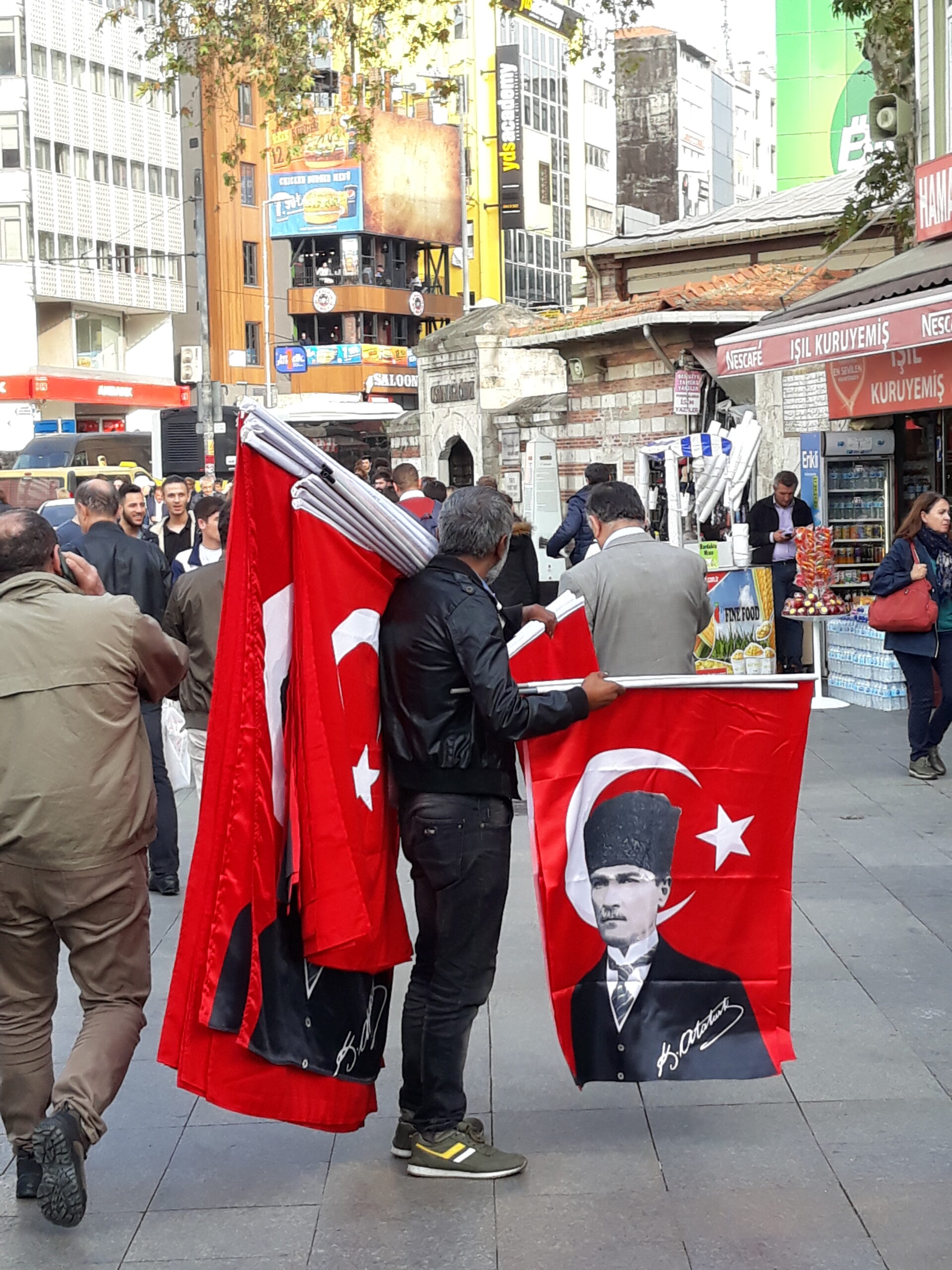 You always see flag sellers in Kadikoy  just before public holidays