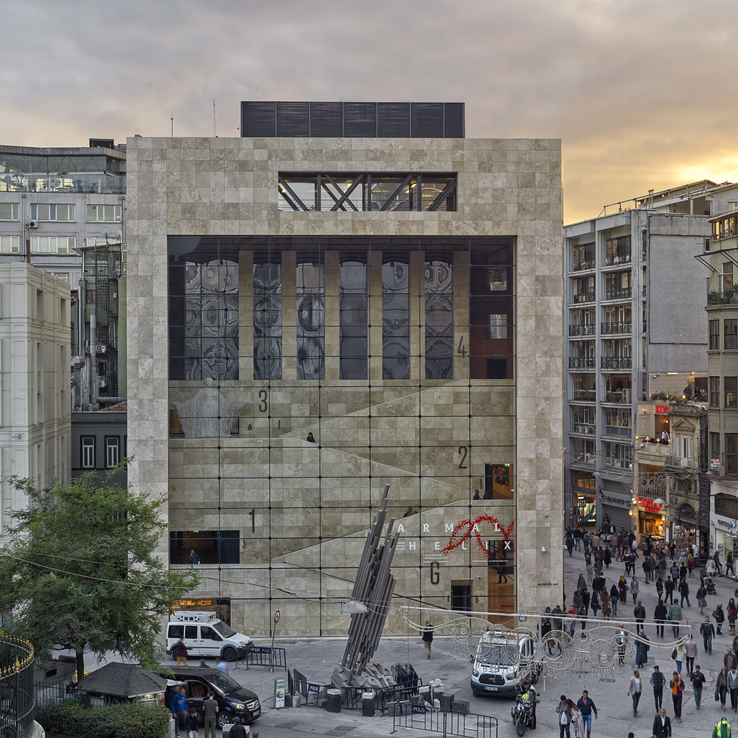 These days the entry to the Yapi Kedri Kazim Taskent Art Gallery is obscured by a regular police presence.