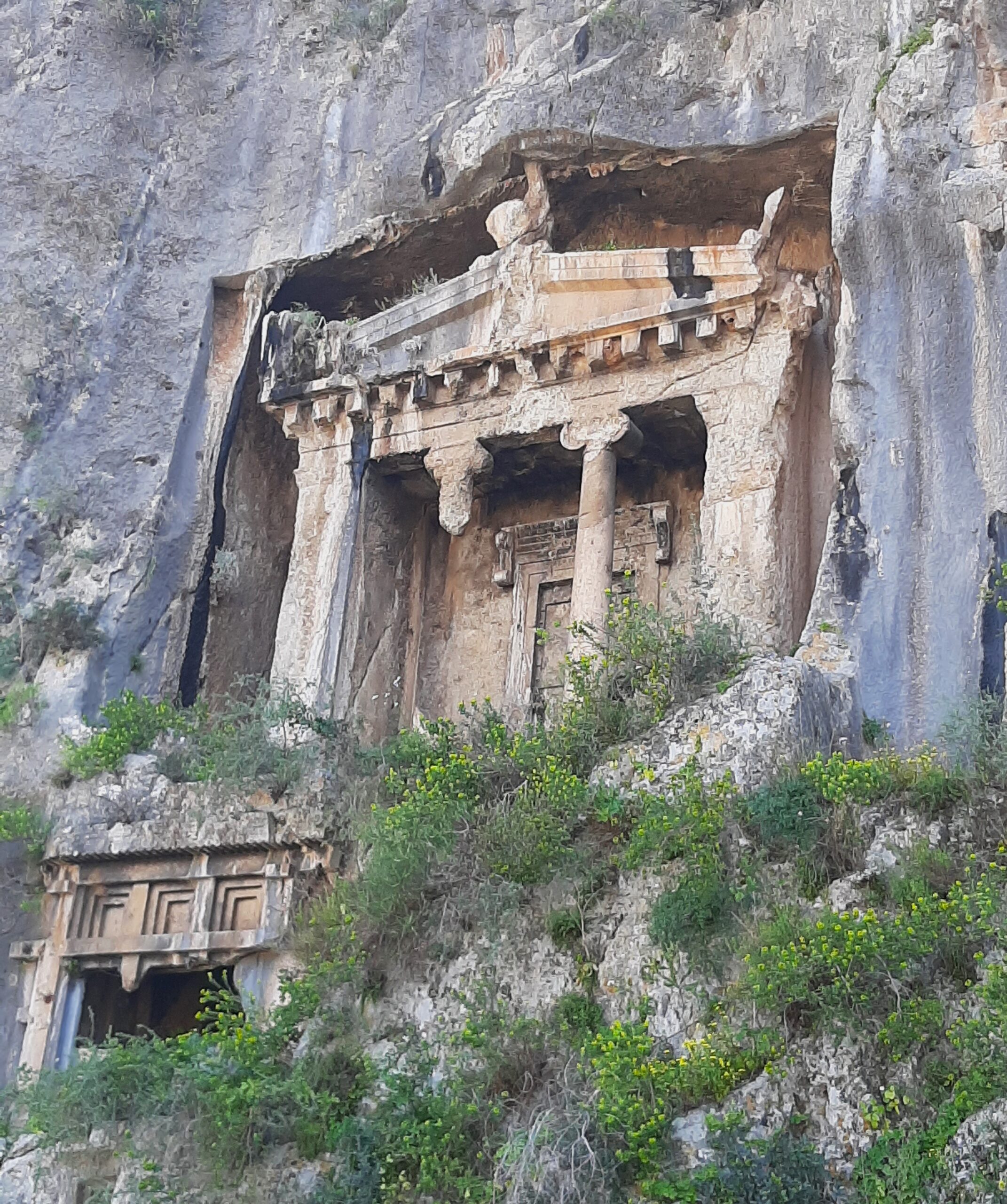 The largest of the Lycian tombs in Fethiye.